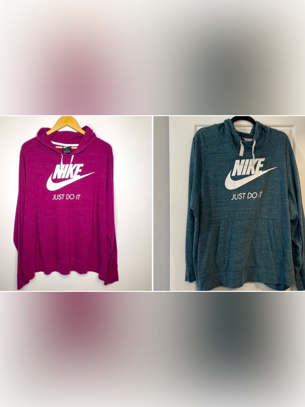 Bundle Two Nike Lightweight Hooded Pullover in Magenta and Teal
